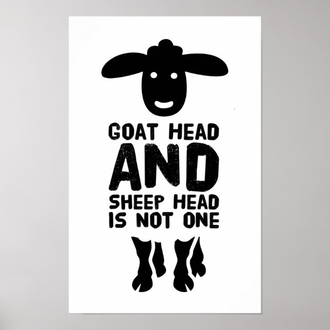Poster Cabeça de Cabra Cabeça de Ovelha Citação Divertida (Frente)