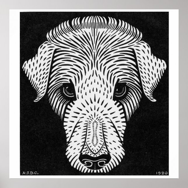 Poster Cabeça de Cachorro de Julie de Graag (Frente)