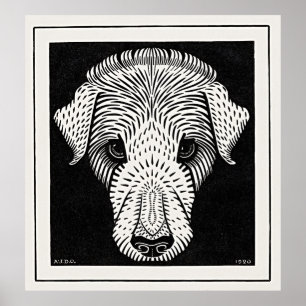 Poster Cabeça de Cachorro Vintage de Julie de Graag - Bel