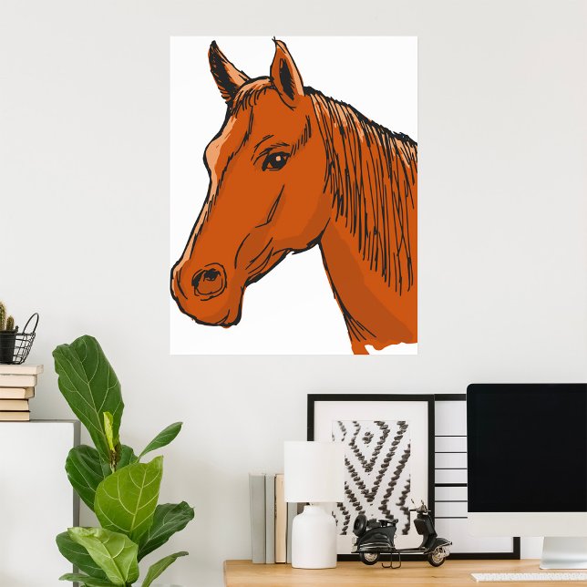 Poster Cabeça de Cavalo Fazenda Animal Marrom (Criador carregado)