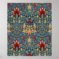 Cabeça de cobra, Wallpaper Flor de William Morris