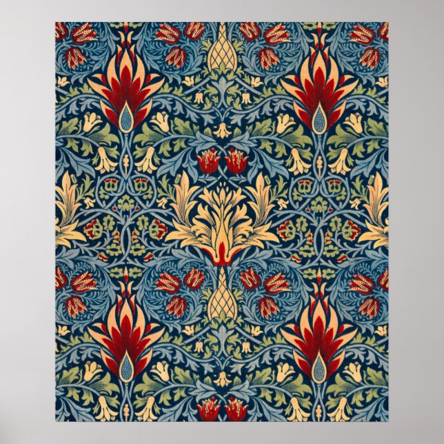 Poster Cabeça de cobra, Wallpaper Flor de William Morris (Frente)