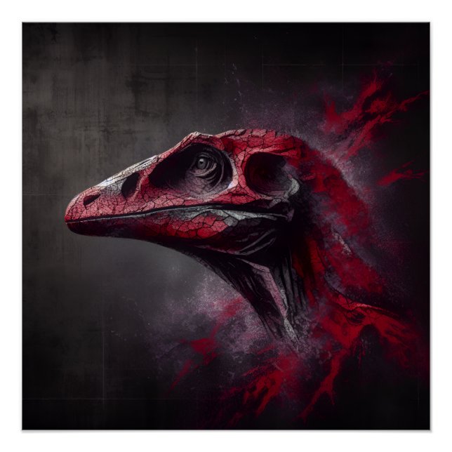 Póster Cabeça de Dinossauro Extinta (Frente)