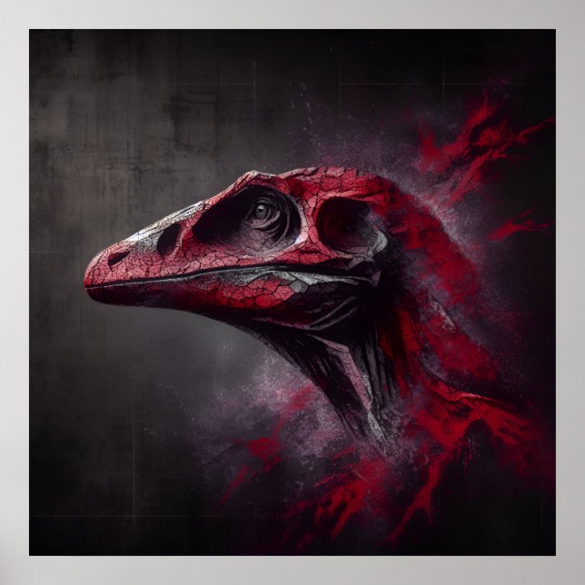 Poster Cabeça de Dinossauro Extinta (Frente)