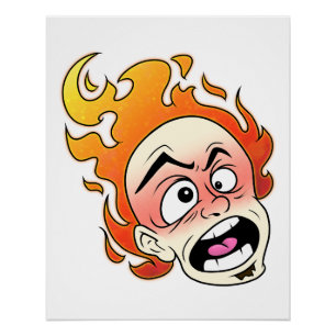 Póster Cabeça de Fogo Escovilélica Zazzle Poster brilhant