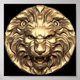 Poster Cabeça de Leão Dourado Rugindo 