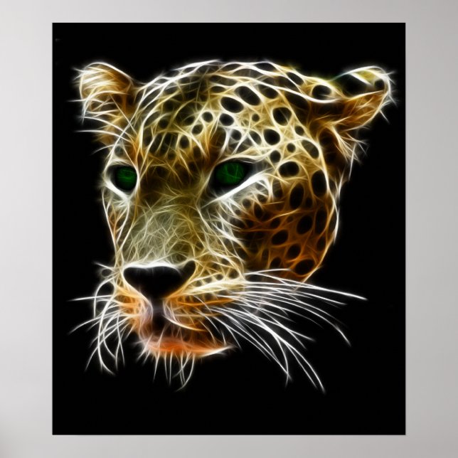 Póster Cabeça-de-Leopardo-do-gato majestoso (Frente)