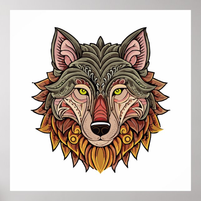 Poster Cabeça de lobo de frente (Frente)