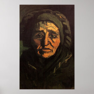 Poster Cabeça de Mulher Camponesa com Touca de Renda por