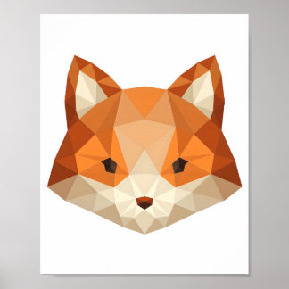 Poster Cabeça de Raposa Geométrica Low Poly Arte de Anima