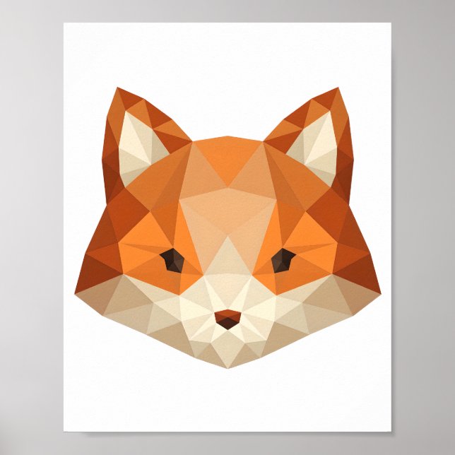 Poster Cabeça de Raposa Geométrica Low Poly Arte de Anima (Frente)