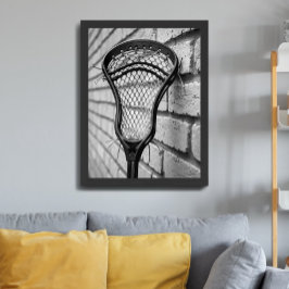 Poster Cabeça de Taco de Lacrosse Preto Branco Parede de