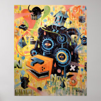 Póster Cabeça de urso voador