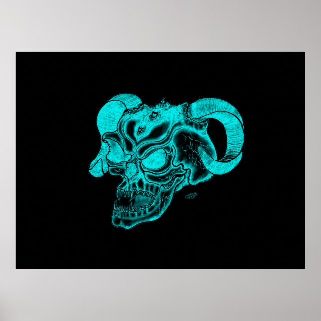 Poster Cabeça do Demônio Negro e Design Verde (Frente)