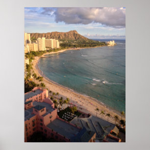 Póster Cabeça do diamante, praia de Waikiki, Havaí
