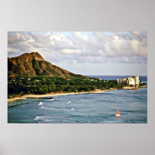 Póster Cabeça do diamante - praia de Waikiki, Oahu