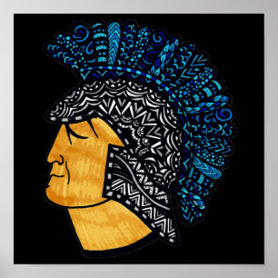 Póster Cabeça espartano - azul