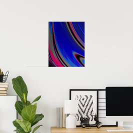 Poster Cabeça Fractal de Abstrato magenta azul escura