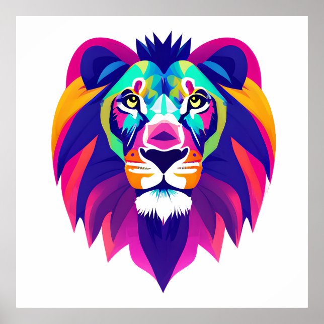 Poster Cabeça Geométrica Colorida (Frente)