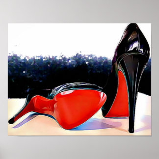 Poster Cabeçalhos Vermelhos Louboutin Preto Clássico