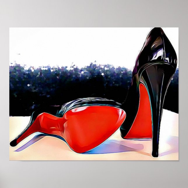 Poster Cabeçalhos Vermelhos Louboutin Preto Clássico (Frente)