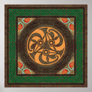 Póster Cabeças celtas do pássaro