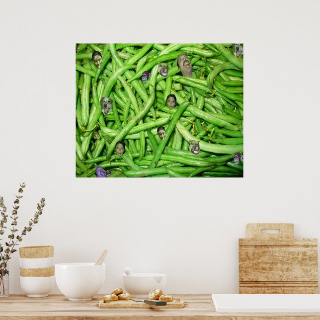 Póster Cabeças de Feijão Verde Fresco do Jardim Divertido (Cozinha)