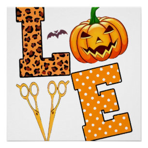 Póster Cabeleireiro Amor Halloween