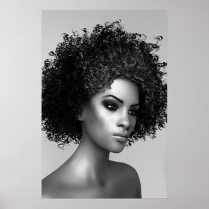 Poster Cabelo Afro Renderizado em 3D