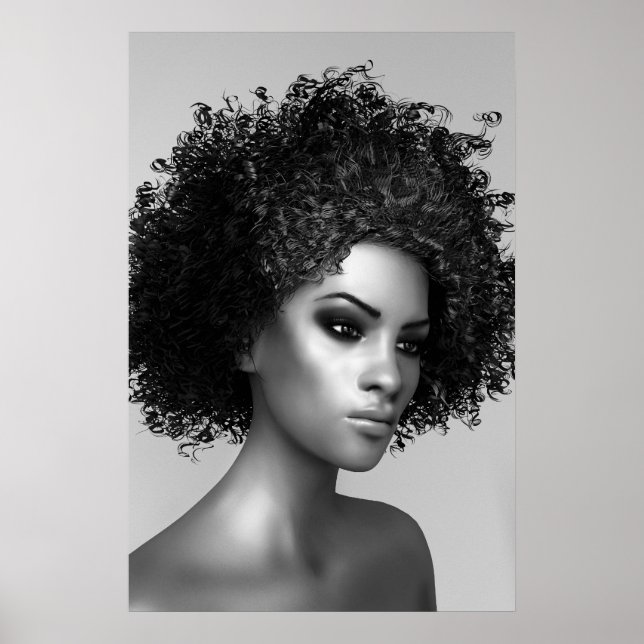 Poster Cabelo Afro Renderizado em 3D (Frente)