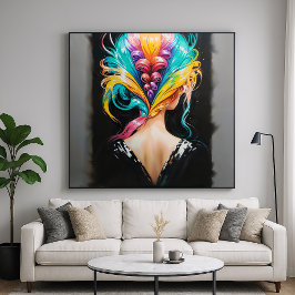 Poster Cabelo arco-íris - Estilo de Retrato Retroativo