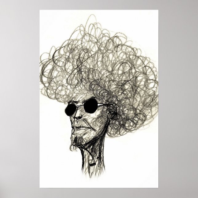 Póster Cabelo Curvo com óculos escuros (Frente)
