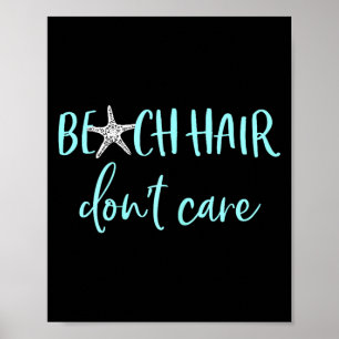 Poster Cabelo de Praia Não Liga - Fofa Piada Férias de Ve
