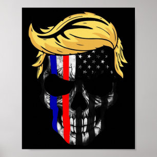 Poster Cabelo De Trump Crânio Halloween Cabeça De Trump 4