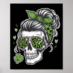 Poster Cabelo Desgrenhado Dia de São Patrício Crânio de M