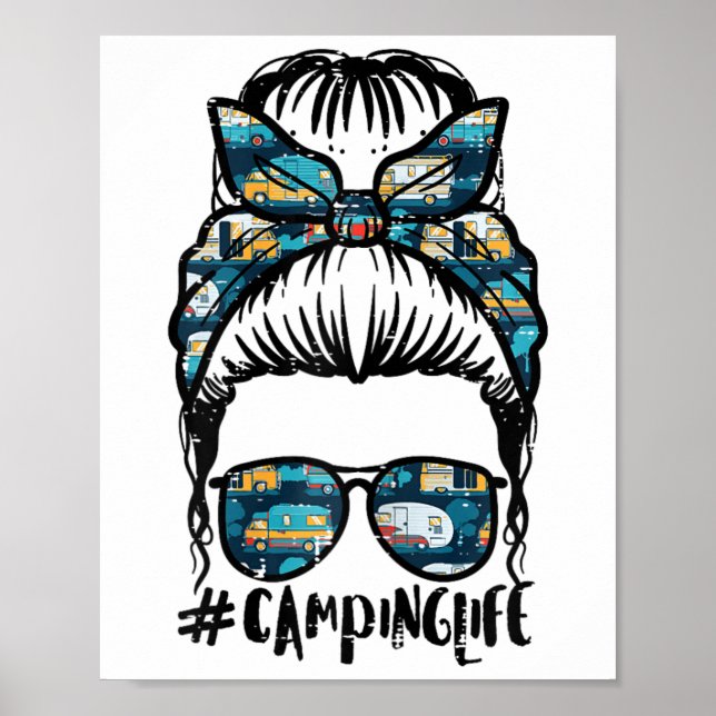 Poster Cabelo Desgrenhado Vida de Camping Mãe de Acampame (Frente)