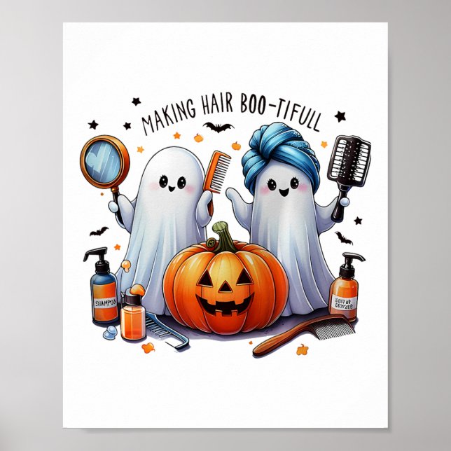 Poster Cabelo do fazer Bootizado Halloween Stylist Ghost (Frente)