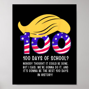 Poster Cabelo Engraçado de Trump 100 Dias de Escola
