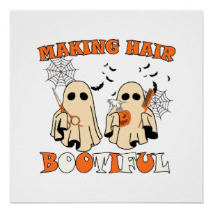 Póster Cabelo Engraçado Fantasma Cabeleireiro Halloween
