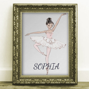 Poster Cabelo Escuro de Prata Rosa Ballerina Pessoal