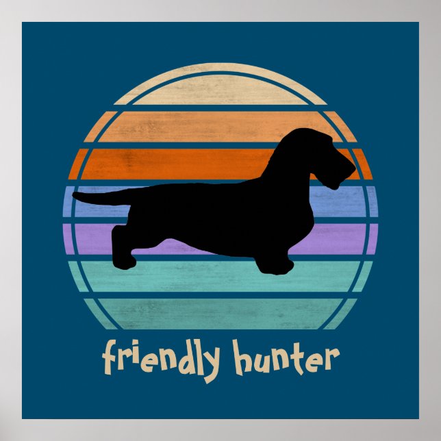 Poster Cabelo grosso Dachshund - Silhouette 1 (Frente)