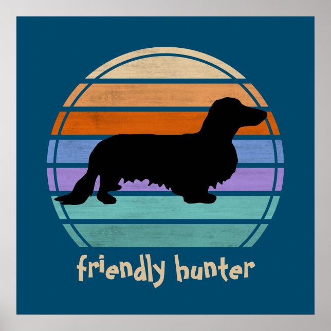 Poster Cabelo Longo Dachshund - Silhouette 1 (Frente)