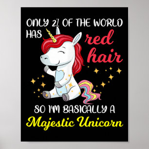 Poster Cabelo Vermelho Unicórnio Majestoso Orgulho Cabeça