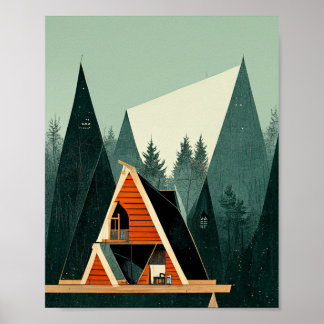 Poster Cabina A-Frame na Floresta