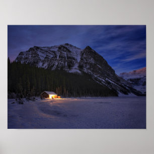 Poster Cabina de inverno na floresta