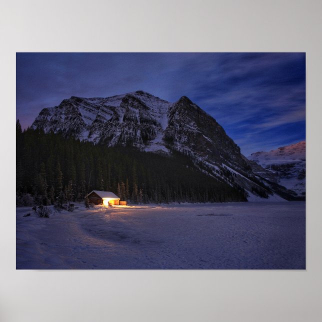 Poster Cabina de inverno na floresta (Frente)