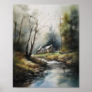 Poster Cabina Na Cabina Florestal Da Floresta