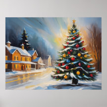 Cabinas de neve festiva com árvore de Natal