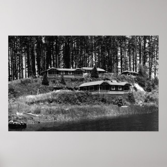 Póster Cabinas de Resort do Lago Tahkenitch na Costa do O (Frente)