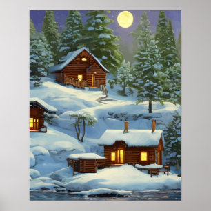 Poster Cabinas na paisagem das florestas